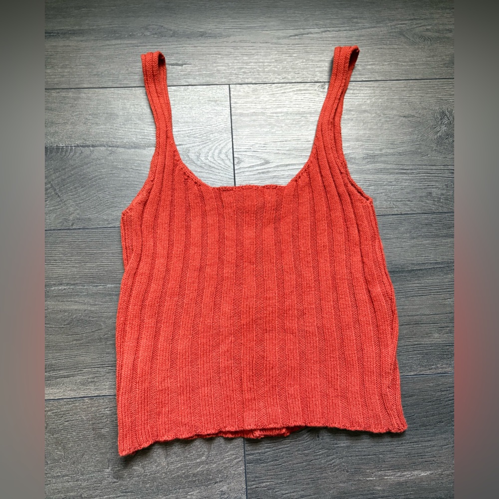 Urban Outfitters Womens Burnt Orange Ribbed Sweater Tank Button Front Size Small - Picture 2 of 9